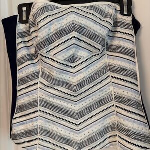 White House Black Market Blue and White Bustier Top